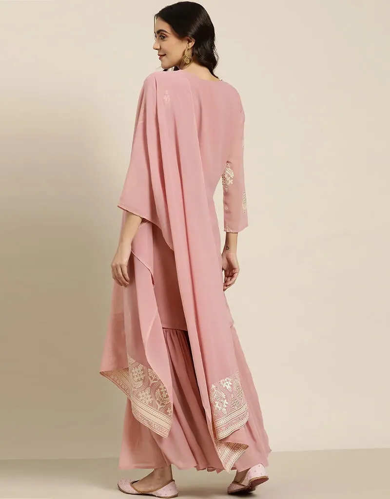 Baby Pink Georgette Suit Sharara