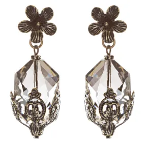 Contemporary Fashion Uniquely Charming Floral Design Dangle Earrings E835 Gray