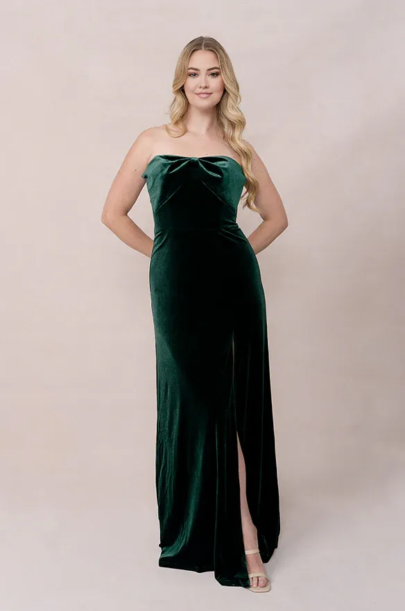 Elegant Velvet Dress Ruched Tube Top Formal Dress for Wedding Guest Dresses Prom Dresses Bridesmaid Dresses