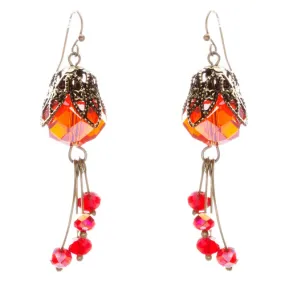 Fashion Chic Crystal Rhinestone Charming Gold Plate Dangle Earrings E831 Red