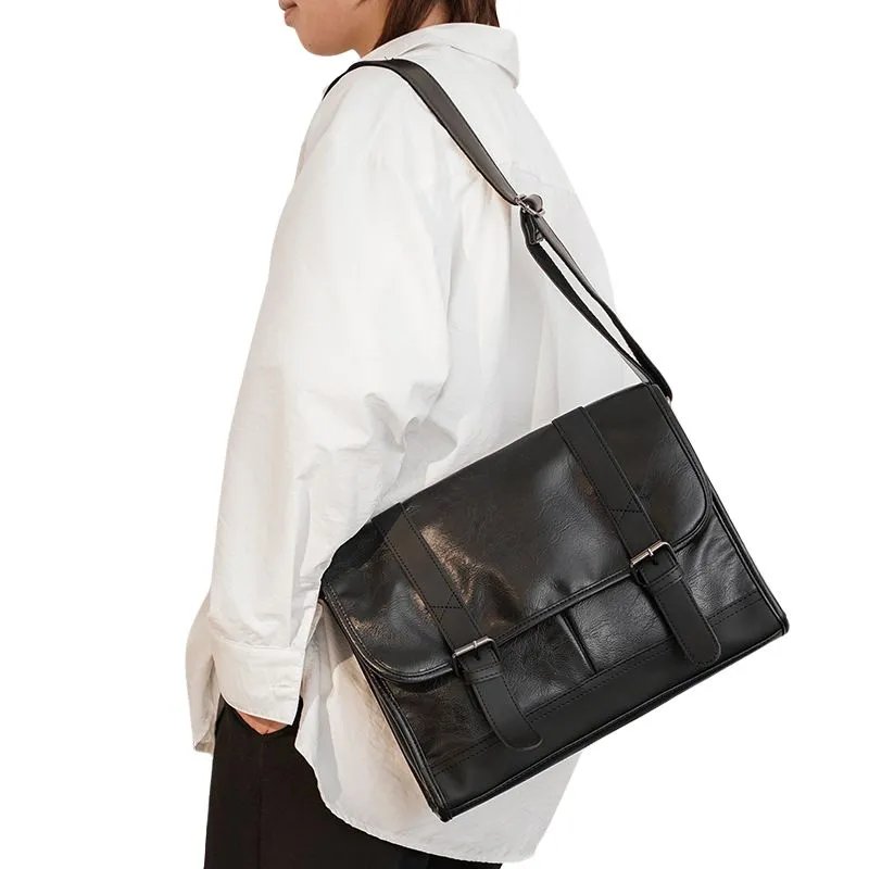 Faux Leather Messenger Bag