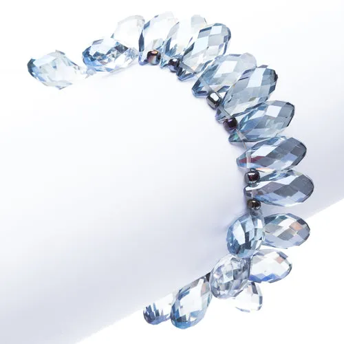 Gorgeous Fashion Stylish Bridal Wedding Cluster Bead Link Bracelet Gold Blue