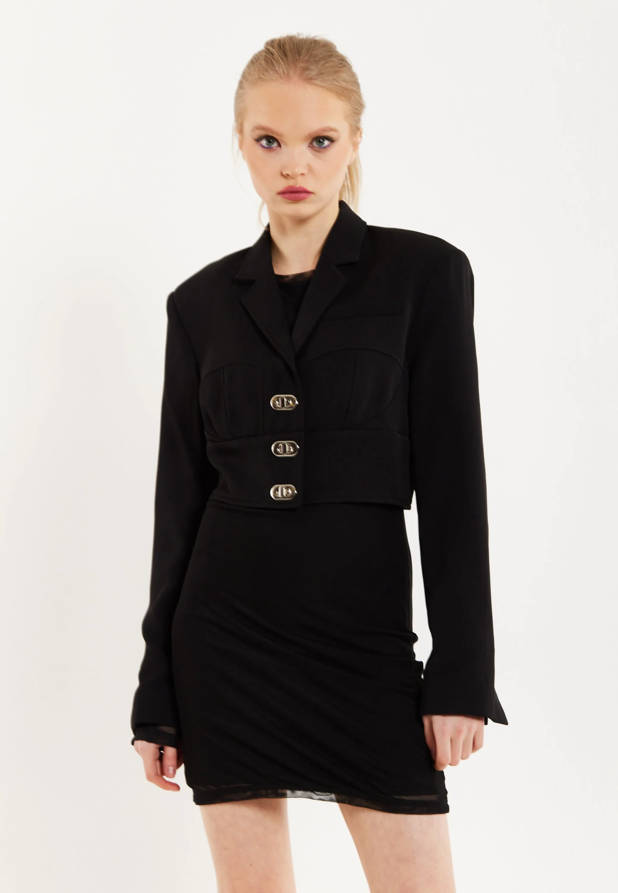 House Of Holland Monochrome Short Lock Jacket Black