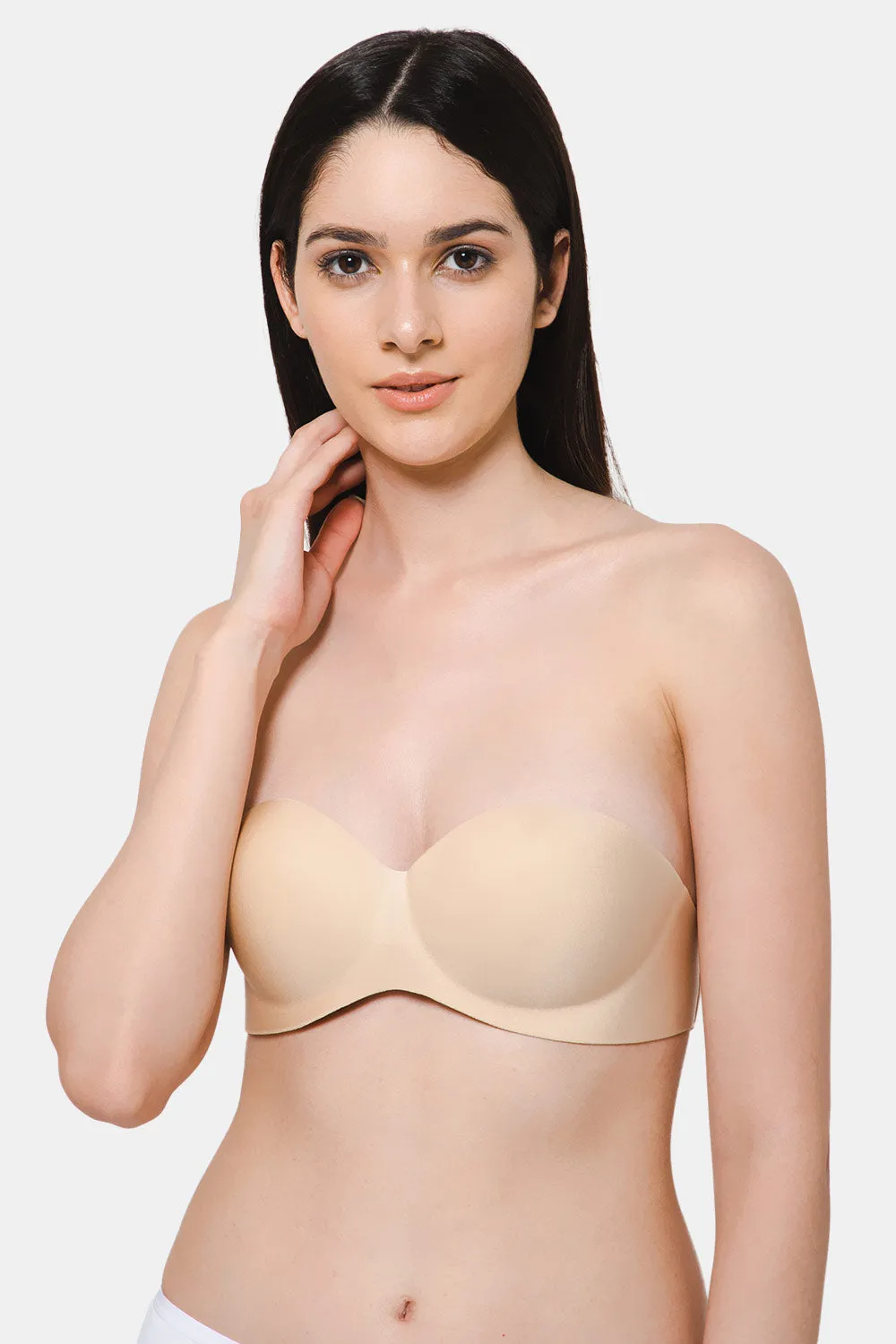 Intimacy Low Coverage Strap Free Multioptional Transparent Padded Backless Bra - Skin