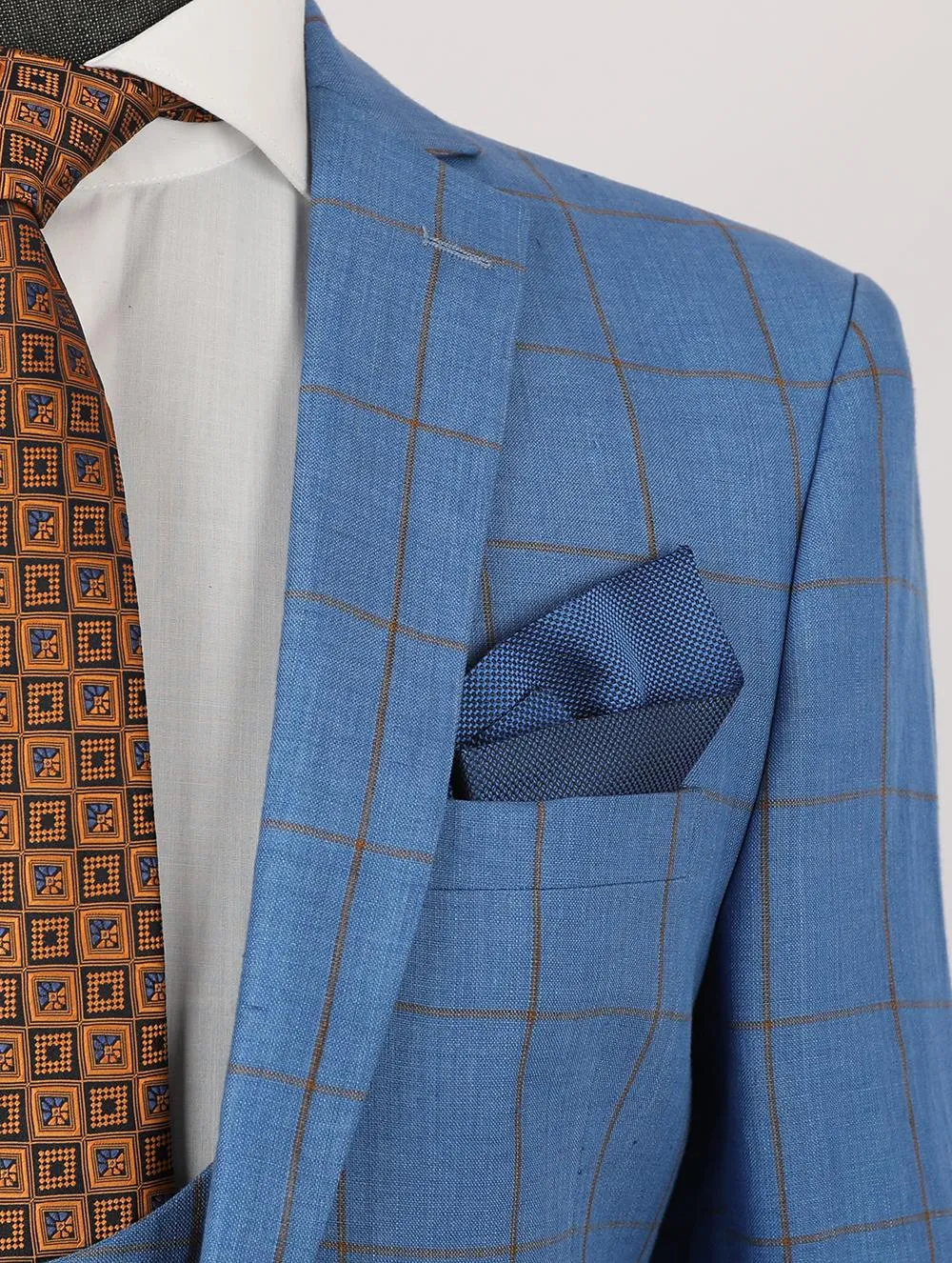 Kyree Blue Set Blazer Linen Suit