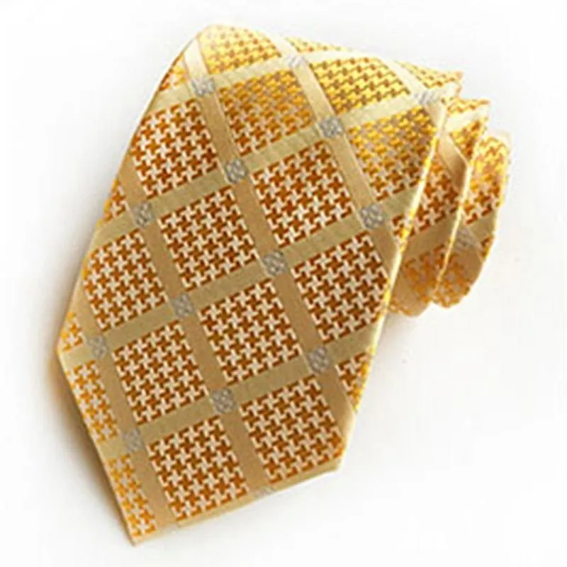 Men Bright Color 8cm Polyester Tie Diamond Pattern Pocket Square Set