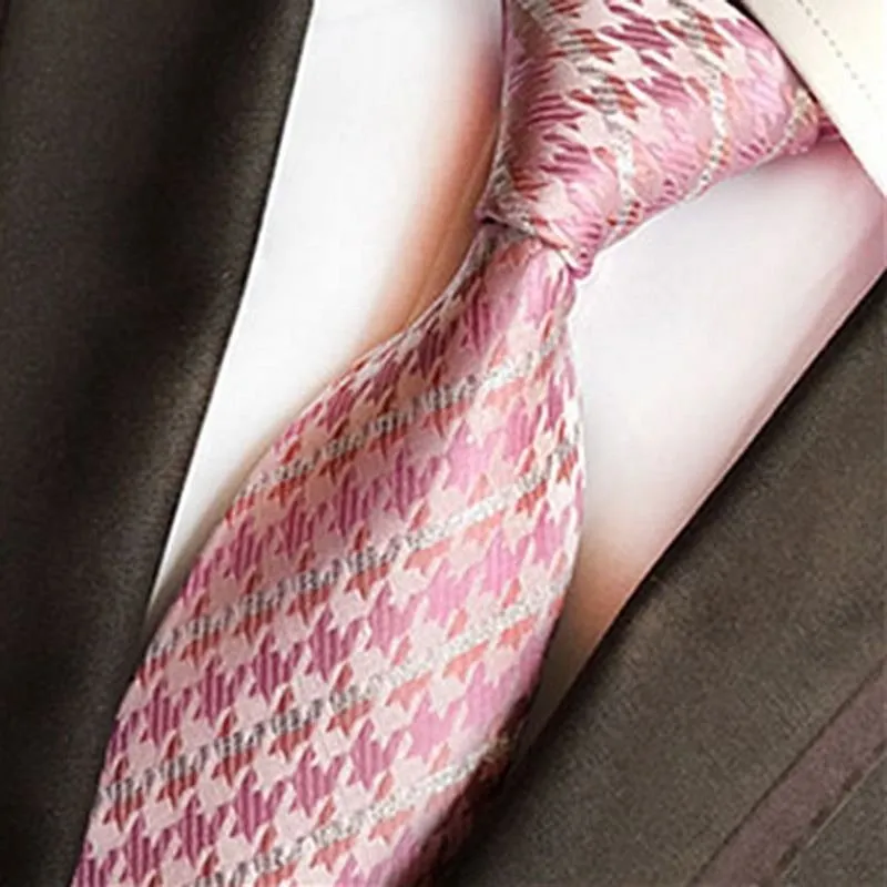 Men Bright Color 8cm Polyester Tie Diamond Pattern Pocket Square Set