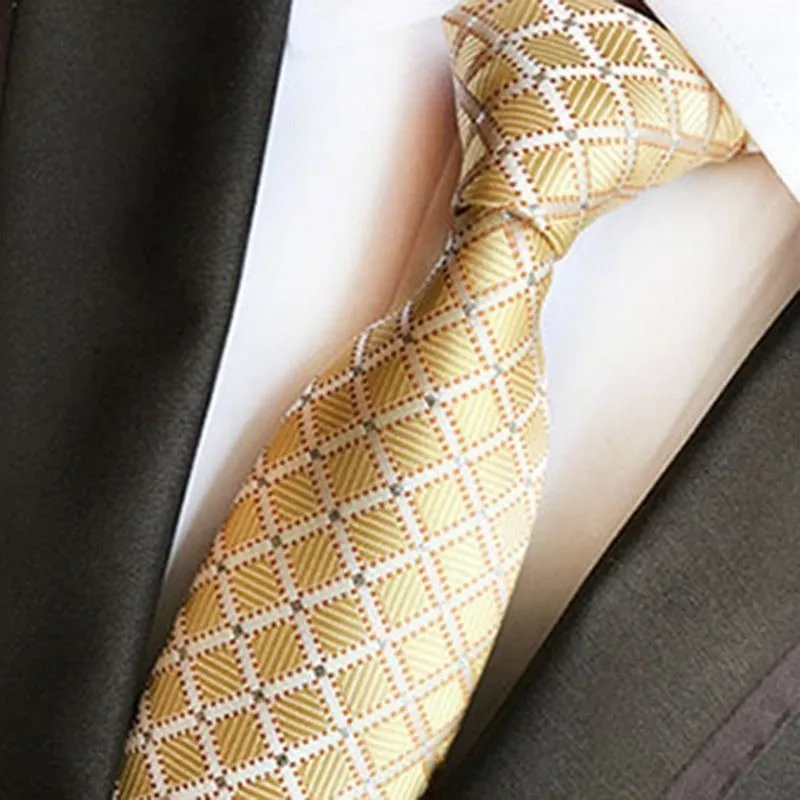 Men Bright Color 8cm Polyester Tie Diamond Pattern Pocket Square Set