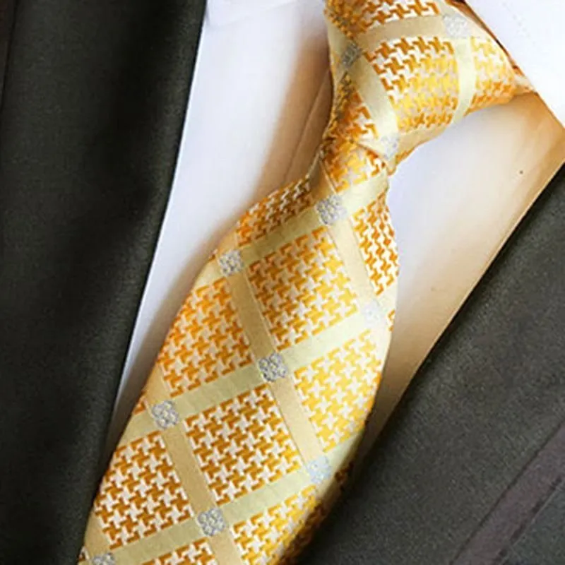 Men Bright Color 8cm Polyester Tie Diamond Pattern Pocket Square Set