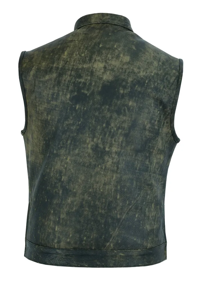 Men's Antique Brown Leather Motorcycle Vest