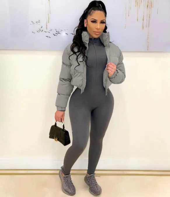 Plus Size Winter Zipper Cotton-padded Puffer Coats
