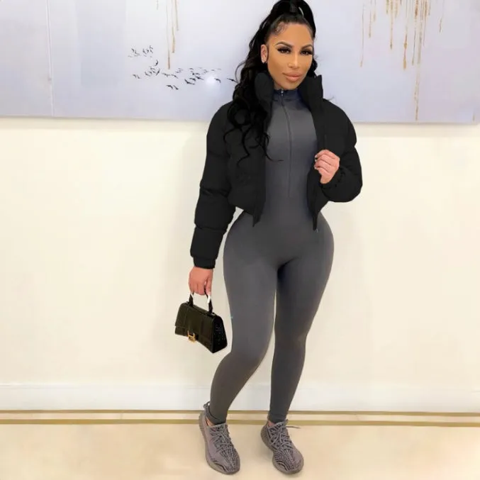 Plus Size Winter Zipper Cotton-padded Puffer Coats