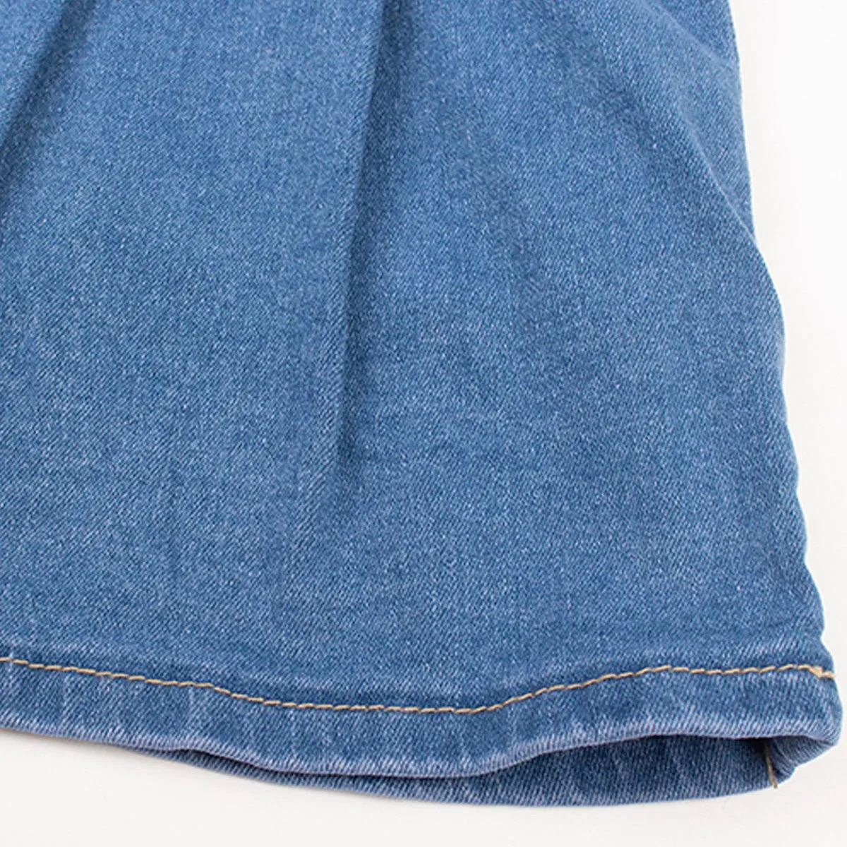 Retro Pleated High Waist Denim Skirt