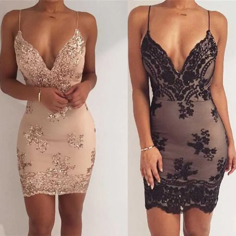 Sparkly Glitter Floral Embellished Spaghetti Plunge Sequin Dress